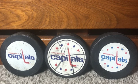 Washington Capitals Vintage Trench Official NHL Hockey Puck LOT x3 Cover