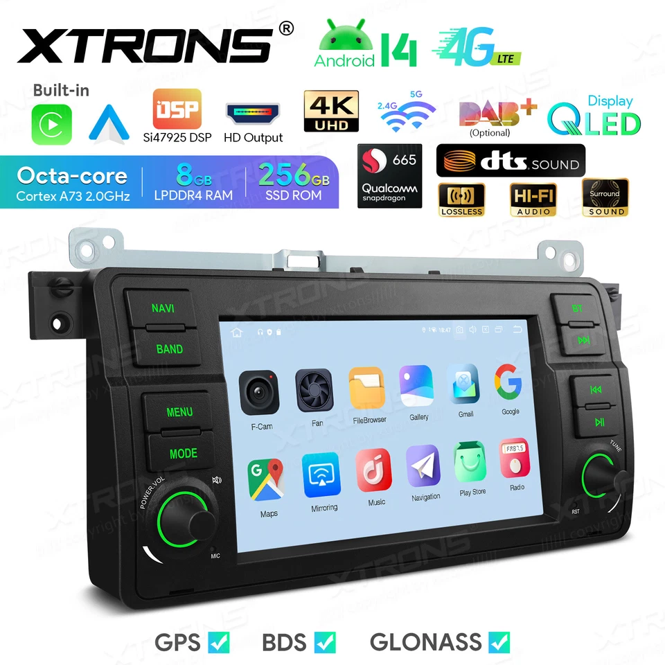 Android 14 Octa Core 8+256GB Unidad Principal Coche DSP GPS Estéreo 4G LTE para BMW E46 M3 Foto 1 de 4