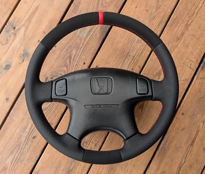 NUEVO CUERO Honda Civic 1996-2000 ALCANTARA OEM Volante Raya Roja NUEVO Foto 1 de 4