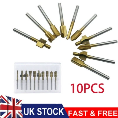 10X for Dremel Rotary Tool Sets 1/8" 3mm Mini Shank HSS Titanium Router Bits UK - Image 1 of 4