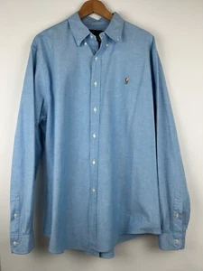 Polo Ralph Lauren camicia blu manica lunga bottoni slim fit Oxford uomo XXL 2XL - Foto 1 di 14