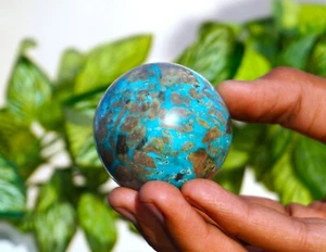 Seltene große 50 mm Pyrit Himmelblau Türkis Stein Metaphysische Kugel Kugel T5 - Bild 1 von 12