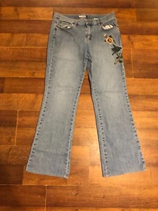 Tint Denim Embroidered Floral Rhinestone Bootcut Jeans Women 10 Blue Regular Fit - Picture 1 of 5