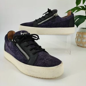 Giuseppe Zanotti Men's  Black Leather Low Top Sneaker  Size 10 - Picture 1 of 8