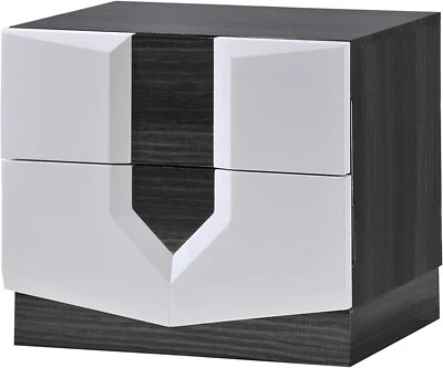 Global Furniture Hudson Nightstand, Zebra Grey and White - Image 1 of 3