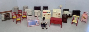 Large Lot Of vintage Dollhouse Accessories Including Doll And Furniture - Picture 1 of 14