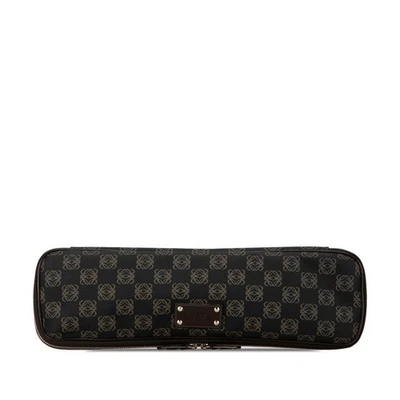 Loewe Anagram Clutch Bag Second Bag Black Brown PVC Leather Women s LOEWE Used - Image 1 of 4