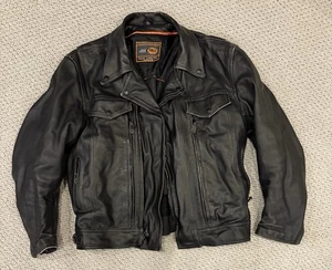 First Classics Black Leather Jacket Mens XL Classic Gear Coat Heavyweight - Picture 1 of 9