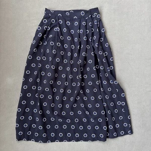 Ines De La Fressange Uniqlo Skirt Womens XXS Blue Polka Dot Wrap Midi Designer - Picture 1 of 15
