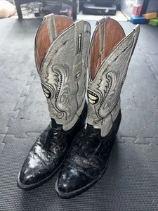 El General Men's Leather Cowboy Boots, Used In Good Condition. Black/gray - Picture 1 of 17