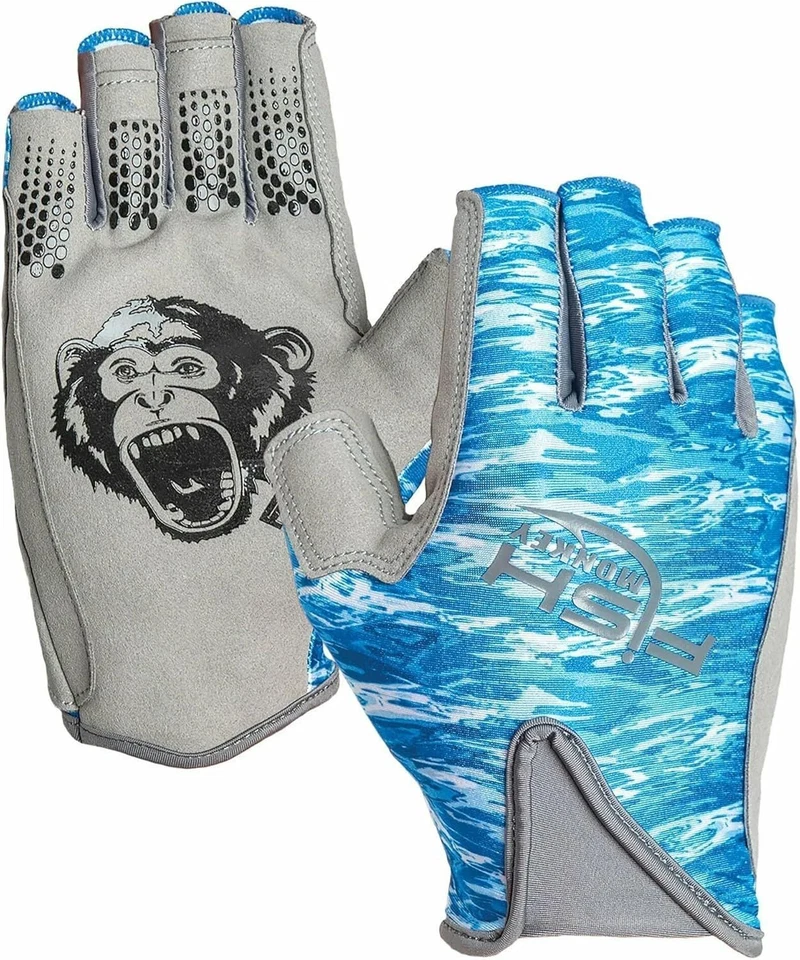 Fish Monkey Pro 365 Guide Glove Exposed Finger Blue Water Camo M