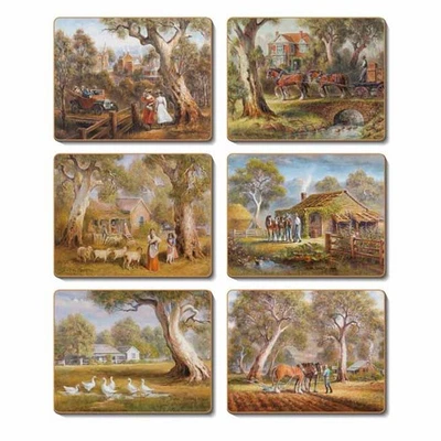 Country Kitchen Home Amongst the Gum Trees Cork Backed Coasters Set 6 - Image 1 of 2