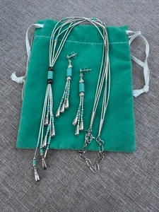 Carolyn Pollack Blue Turquoise Liquid Sterling Silver Necklace & earrings set - Picture 1 of 9