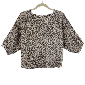 Blusa LOFT Estampado Leopardo Manga 3/4 Grande Ligera Abotonada Talla XS - Imagen 1 de 6