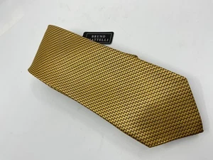 Corbata tejida dorada Bruno Piattelli para hombre hecha a mano seda pura nueva con etiquetas 3,5 x 60 B14 - Imagen 1 de 3