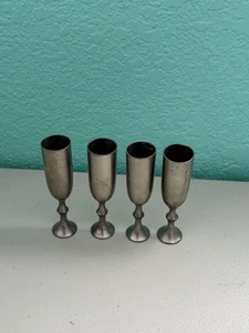 Set of 4 Metawa Holland Real Pewter Mini Goblets 4 1/4" - Picture 1 of 7