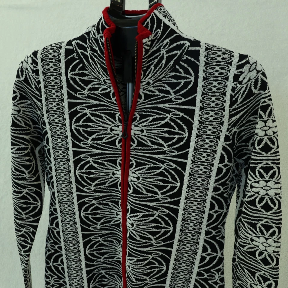 Cárdigan de diseño islandés suéter de esquí para mujer mediano negro/blanco floral nórdico Foto 1 de 4