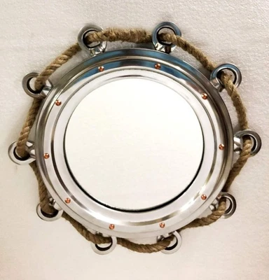 16 inch Porthole Aluminium Finish Port Mirror Wall Hanging Ship Porthole Decor - Image 1 of 4