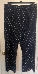 New Directions Women's Size 1X Navy White Polka Print Pull On Straight Leg Pants - Picture 1 of 4