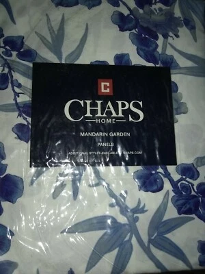 CHAPS Ralph Lauren WINDOW CURTAIN PANELS w/ TieBacks Mandarin Garden Blue NEW - Image 1 of 3