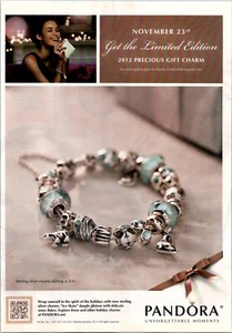 PRINT AD 2012 Pandora Precious Gift Charm Bracelet Canada 7.5 x 11 - Picture 1 of 1