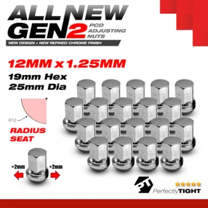 NEW 12mm x 1.25mm Chrome PCD Adjusting Wobble Hex Radius Seat Lug Nut Kit ( 20pc - Picture 1 of 12