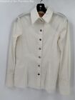 Tory Burch Womens Off White Cotton Blend Long Sleeve Button Front Blouse Top 2