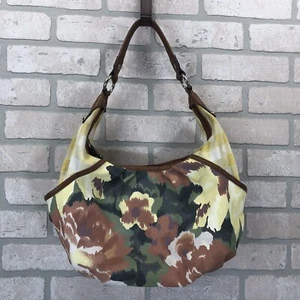 Tignanello Large Hobo Bag Shoulder Purse Multicolor Canvas Floral & Leather Boho - Picture 1 of 20