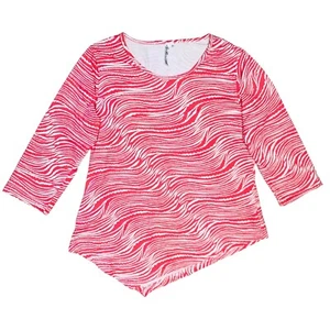 Lulu-B Top Resort Pink White Zebra Print Asymmetric 3/4 Sleeve V-Neckline S NWOT - Picture 1 of 10
