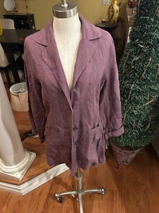 J Jill 100% Linen Blazer Brown sz 10 Long Sleeve Lightweight Pockets Boho - Picture 1 of 7
