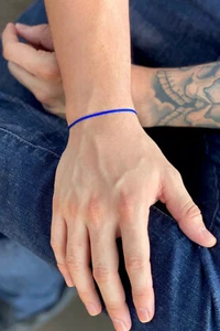 Blue String Surfer Bracelet Mens Adjustable Bracelet Women Cord Bracelet Gift - Picture 1 of 4