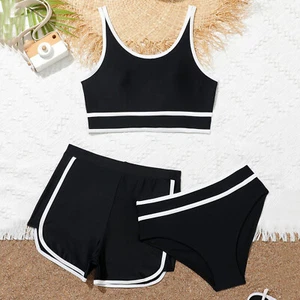 Girls Bikini Swimsuits With Shorts Kid 3 Piece Bikini Sets Sport Bathing Suits - Picture 1 of 9