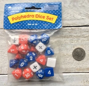 Polyhedra Dice Set Of 20 Learning Resources Red White Blue Variety *Read* - Picture 1 of 10