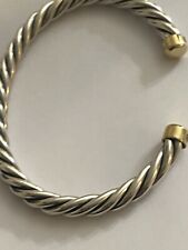 USED  David Yurman Mens Cable Cuff Bracelet Sterling Silver 18k Yellow Gold