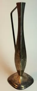 Vaso bocciolo vintage metà secolo danese moderno piatto argento - Foto 1 di 4