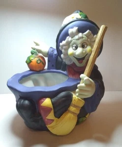 Vintage Halloween planter, candy Dish Witch, cauldron, Pumpkin, Bloom Rite - Picture 1 of 11