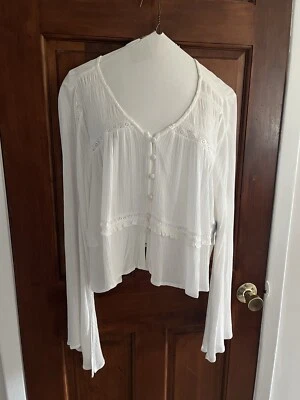 Blusa Arizona Jean Co Talla Mediana Romántica/Boho Transparente Snowdrift Blanca Nueva con Etiqueta Foto 1 de 4