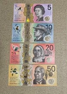AUSTRALIA: 5-10-20-50 Dollar, Polymer Banknote UNC - Picture 1 of 2