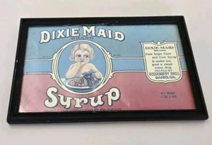 Vintage Dixie Maid Syrup Advertisement In Frame Sugar Cane & Corn Syrup - Picture 1 of 6