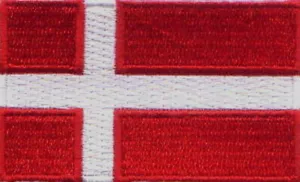 Denmark Flag Embroidered Patches 2.5"x1.5" iron-on - Picture 1 of 1