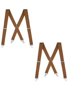 Buyless Fashion 2 Pack Suspender Men 48" Adjustable Straps 1 1/4" X Metal Hooks - Picture 1 of 91