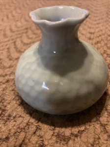 Sm. Celadon Green Vase Floral Koi Scale Pattern ceramic vase - Picture 1 of 3