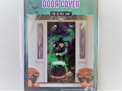 HALLOWEEN WITCH DOOR COVER PARTY WALL DECORATION CAULDRON POTIONS OWL BLACK CAT - Image 1 of 3