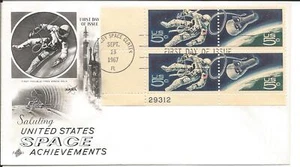 US Space Achievement 5C #1331-32 PLATE BLOCK FDC. 1967 - Picture 1 of 1