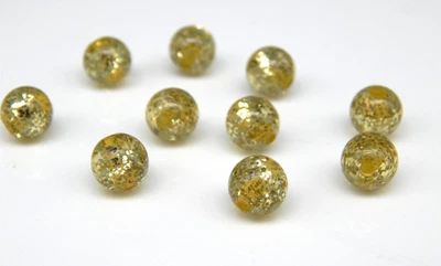 10 Polarisperlen 12mm gold Glitter Großlochperle Polaris Feinglitzer - Bild 1 von 4
