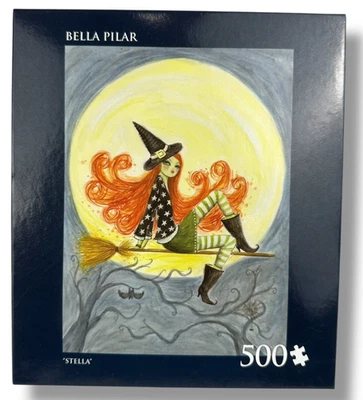 Bella Pilar Home Stella Witch on Broom 500 Piece Puzzle Halloween Moon New - Image 1 of 4