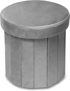 Phantoscope Storage Ottoman Round15 Inch, Velvet Folding Storage Boxes Footrest - Picture 1 of 12