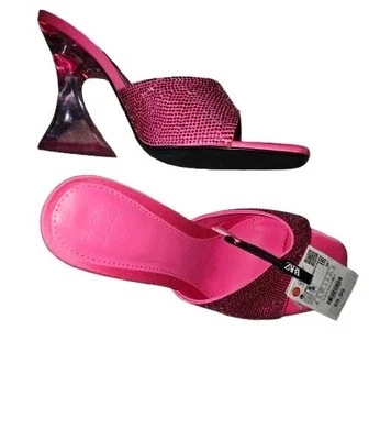 Zara розовый каблук метакрилат сандалии новый с Ярлыками 10 - Изображение 1 из 4