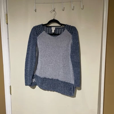 Suéter Chico's azul y azul claro cuello en V talla 2 nuevo sin etiquetas. O grande Foto 1 de 4