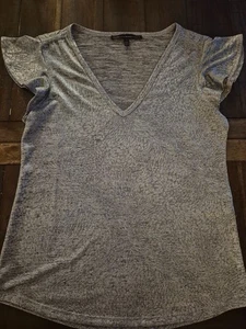 WHBM Silber V-Ausschnitt Kurzarm Top S - Bild 1 von 6
